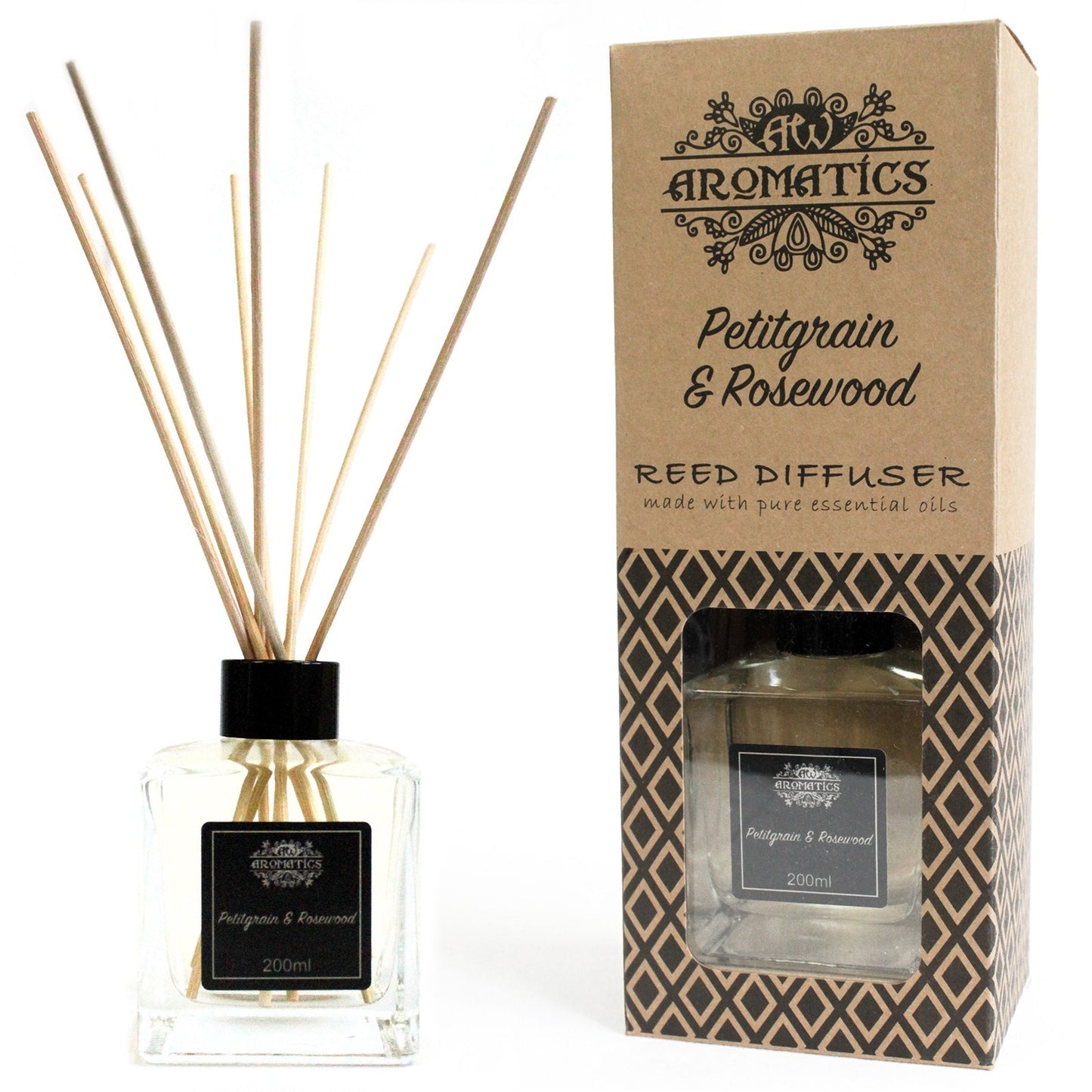 200ml Petitgrain & Rosewood Premium Essential Oil Reed Diffuser