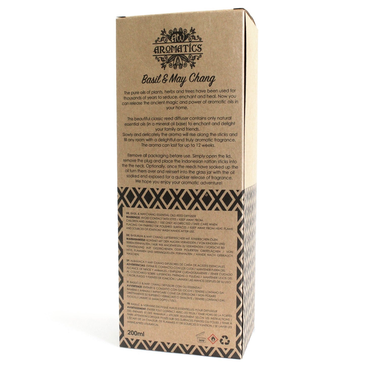 200ml Basil & Maychang Premium Essential Oil Reed Diffuser
