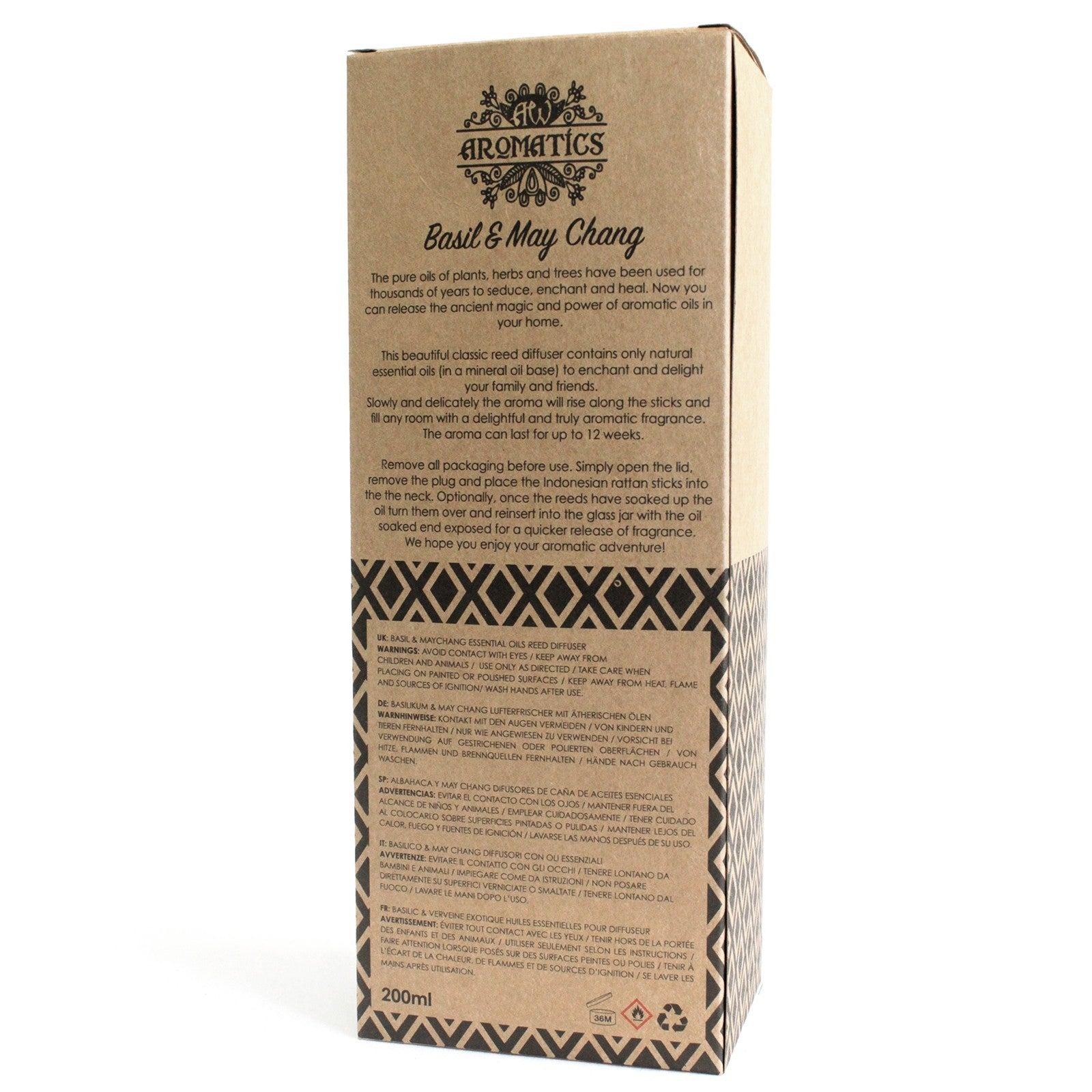 200ml Basil & Maychang Premium Essential Oil Reed Diffuser